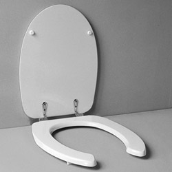 copriwater in legno laccato bianco con apertura frontale per serie ergonomica 