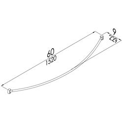 White Finish Curved Curtain Rod 9 x 60�