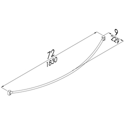 White Finish Curved Curtain Rod 9 x72�