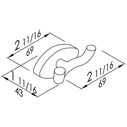 Medium Double Robe Hook Nylon Series 1 11/16� x 2 11/16�