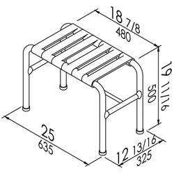 bench  19 11/16”x12 13/16”x24”