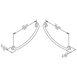 Antibacterial Curved Safety Support for Bathtub with Soap Dish Morphos Series 25 5/8� - &oslash; 1-1/4" 