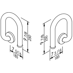 Antibacterial Curved Safety Support Morphos Series 7 5/16� x 9 7/8� - &oslash; 1 1/4