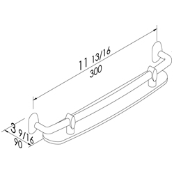 safety support towel rail with plexiglass shelf  11 13/16”x3 9/16”