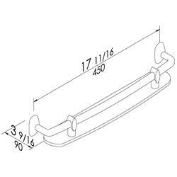 safety support towel rail with plexiglass shelf  17 11/16”x3 9/16”