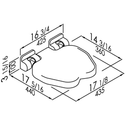 folding seat with grey polyurethane basis 17 1/8”x14 3/16”