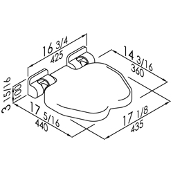 folding seat with black pu seat 17 1/8”x14 3/16”