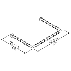 shower curtain rail “u” shape with hooks 25 9/16”x43 5/16”x25 9/16”