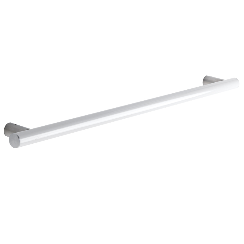 Straight, flangeless safety grab bar