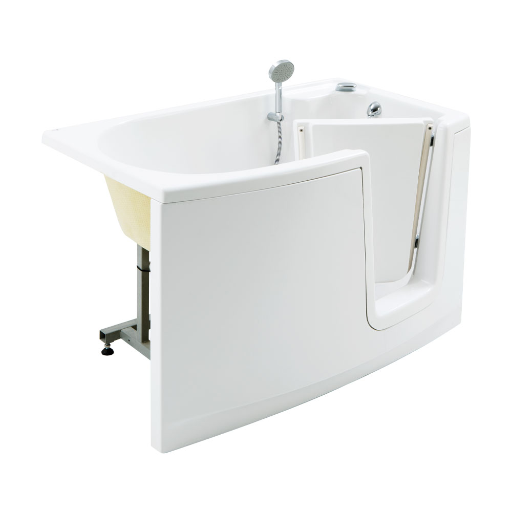 Bathtub with inward opening door