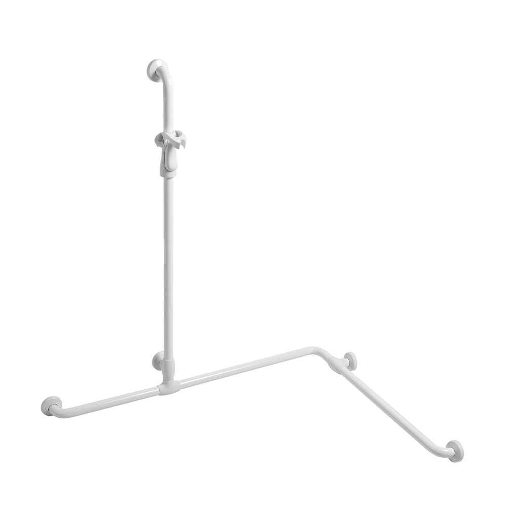 Safety Grab bar for corner with upright, equipped with shower head attachment