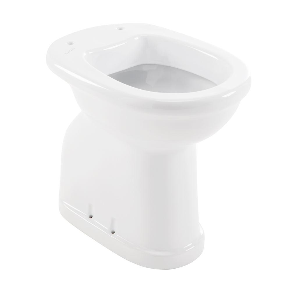 Toilet, floor-standing, with integrated drain connector