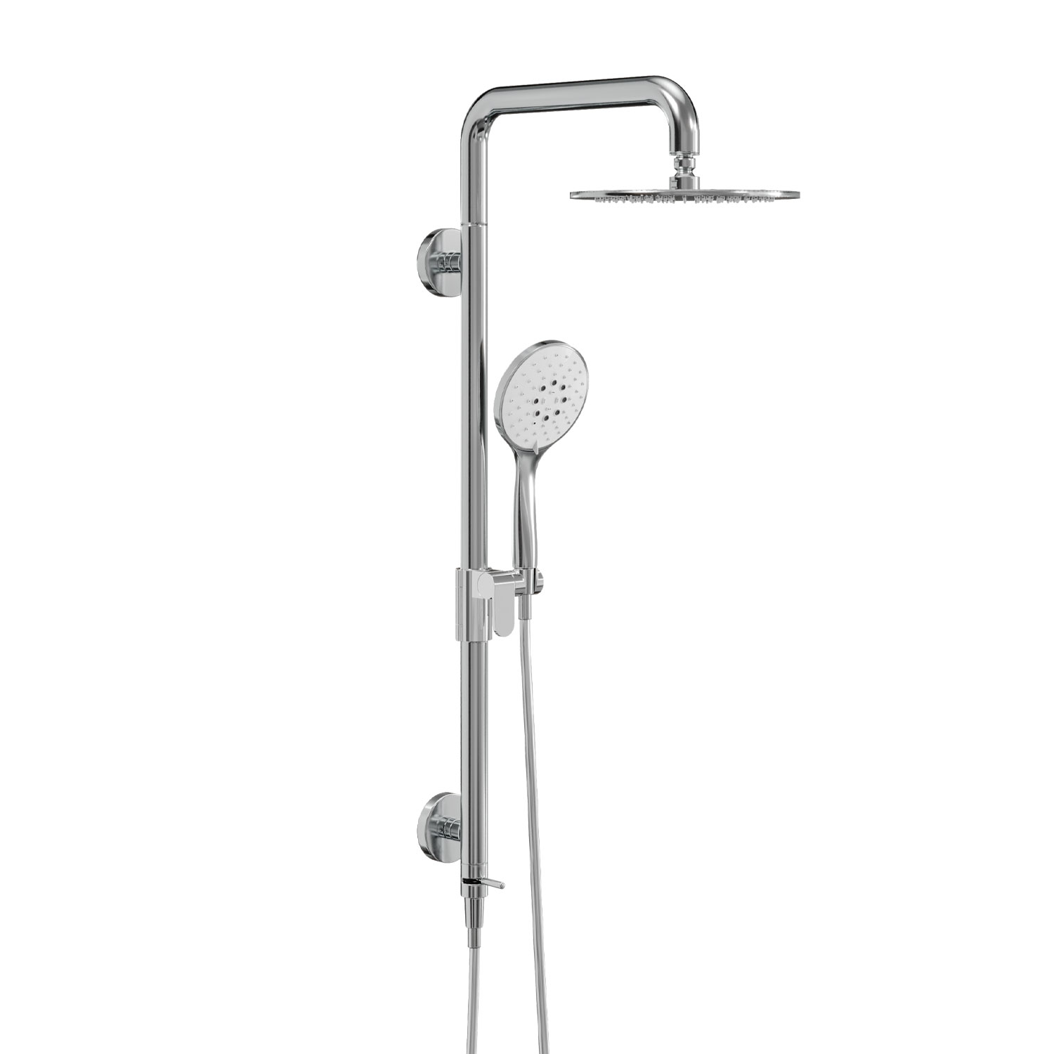 Colonna doccia sicura in acciaio inox, munita di soffione in acciaio inox