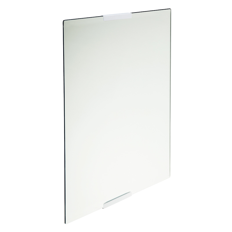 Tilting bathroom mirror, in safety glass