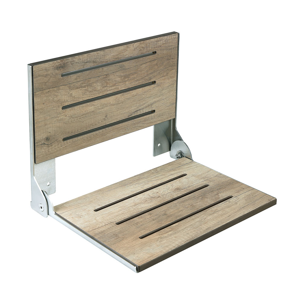 Bella Faux Weathered Teak Folding Shower seat, HPL