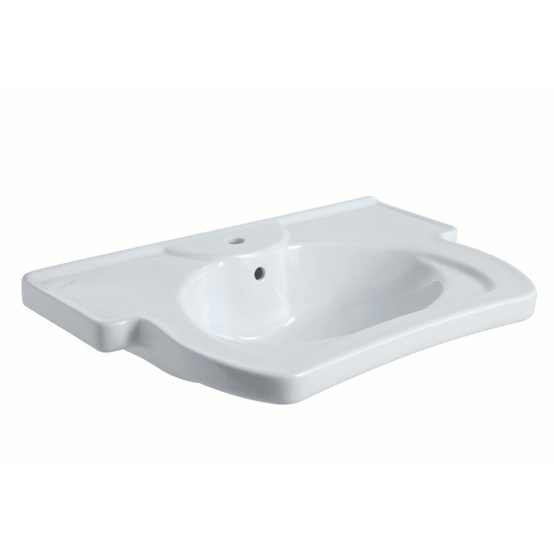 Ergonomic, ceramic console with elbow rests and raised edge
