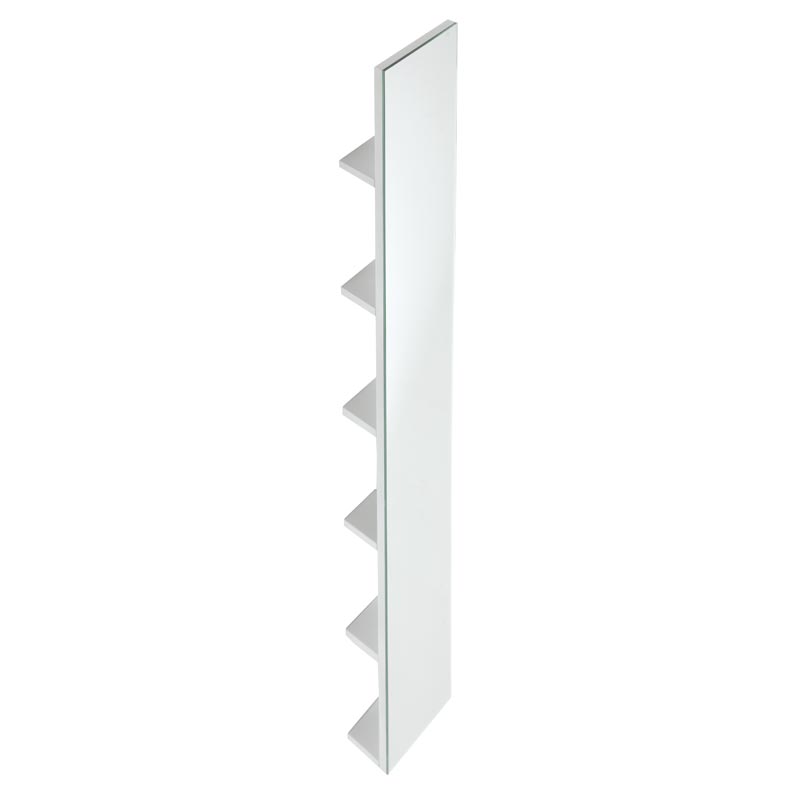 Mirror with shelves to be hung on support