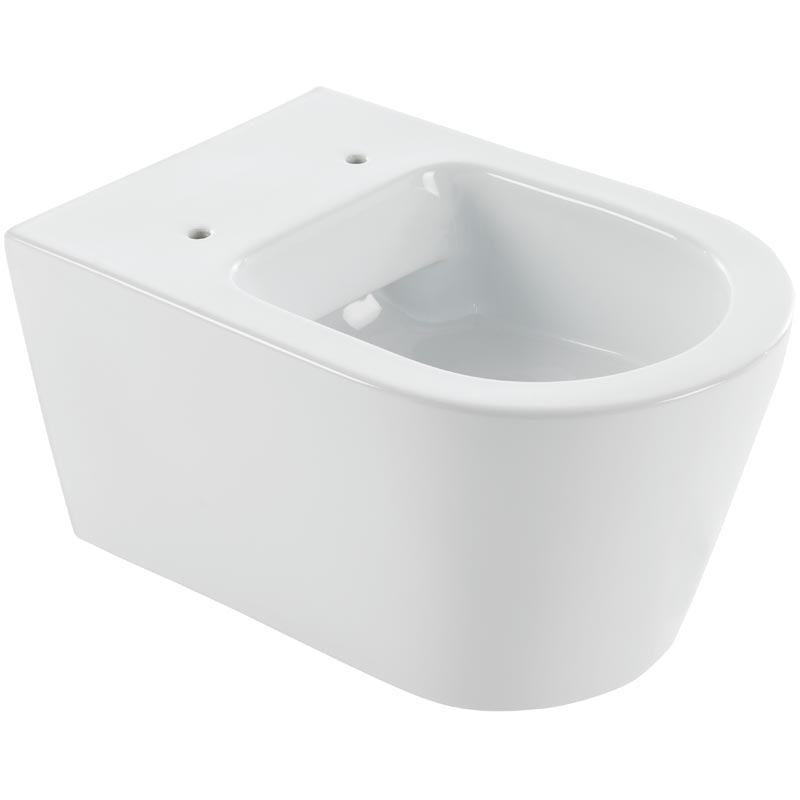 Toilet, without rim, wall-hung, depth 55 cm.