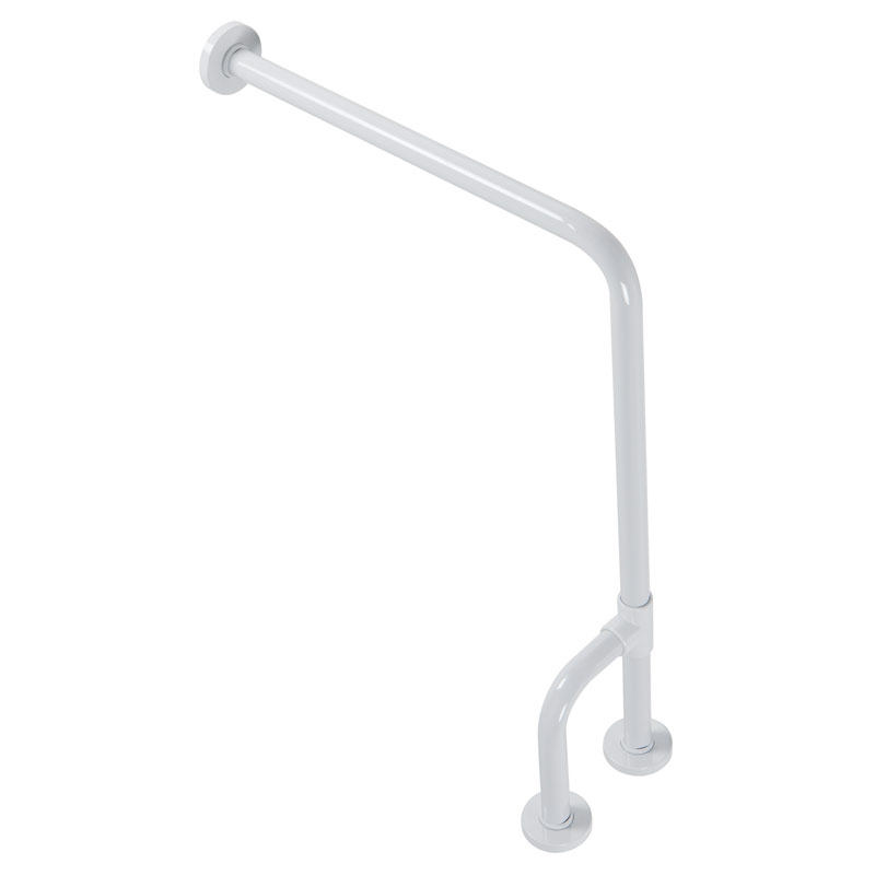 Lateral, safety grab bar from wall to floor