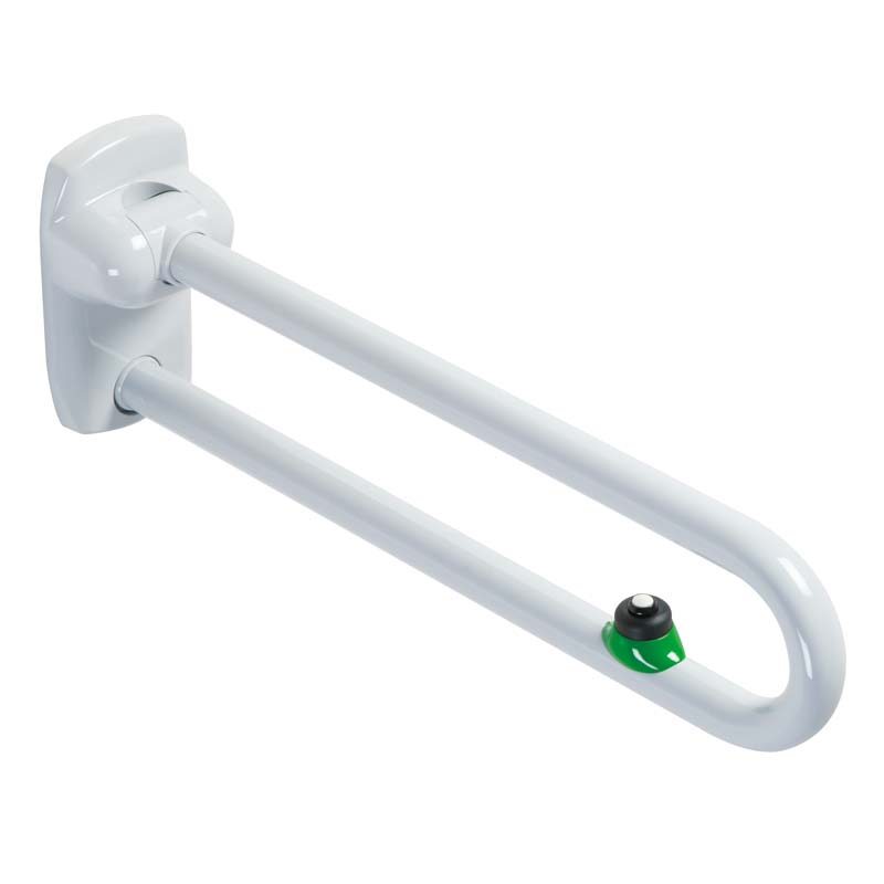 Folding safety grab bar with electric flush button