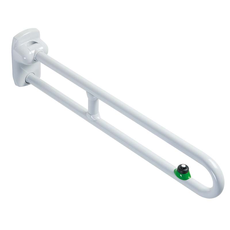 Folding grab bar with electric button and reinforcement joint
