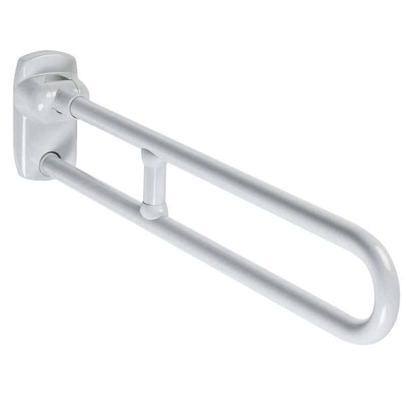 Folding and rotating safety grab bar with reinforcing joint