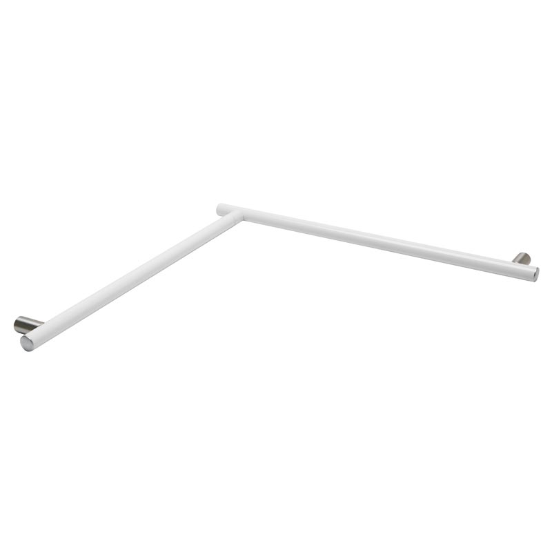 Corner, flangeless safety grab bar