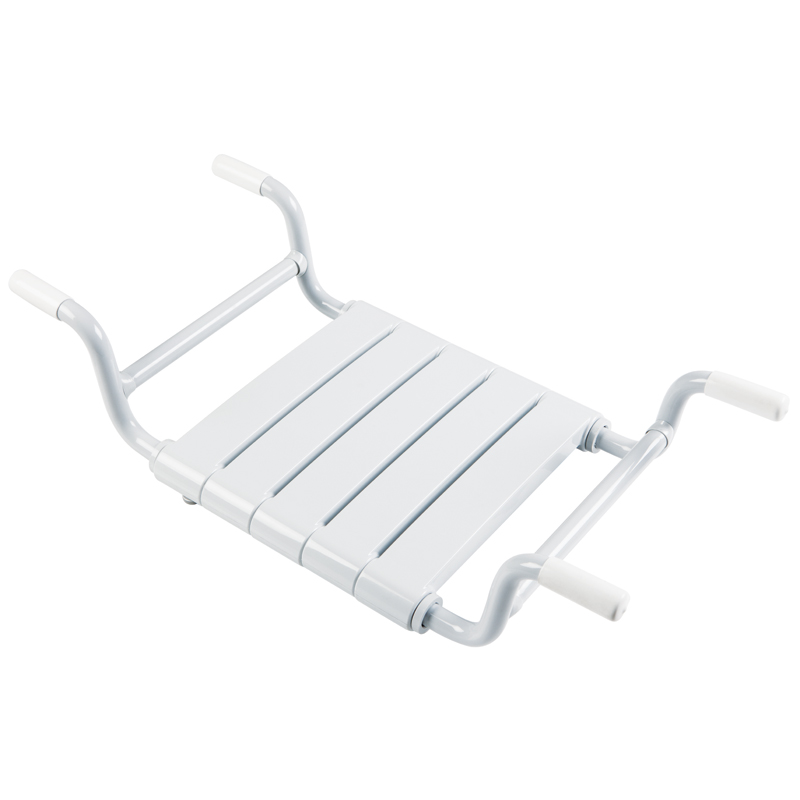 Removable seat for bathtub with slats and adjustable arms