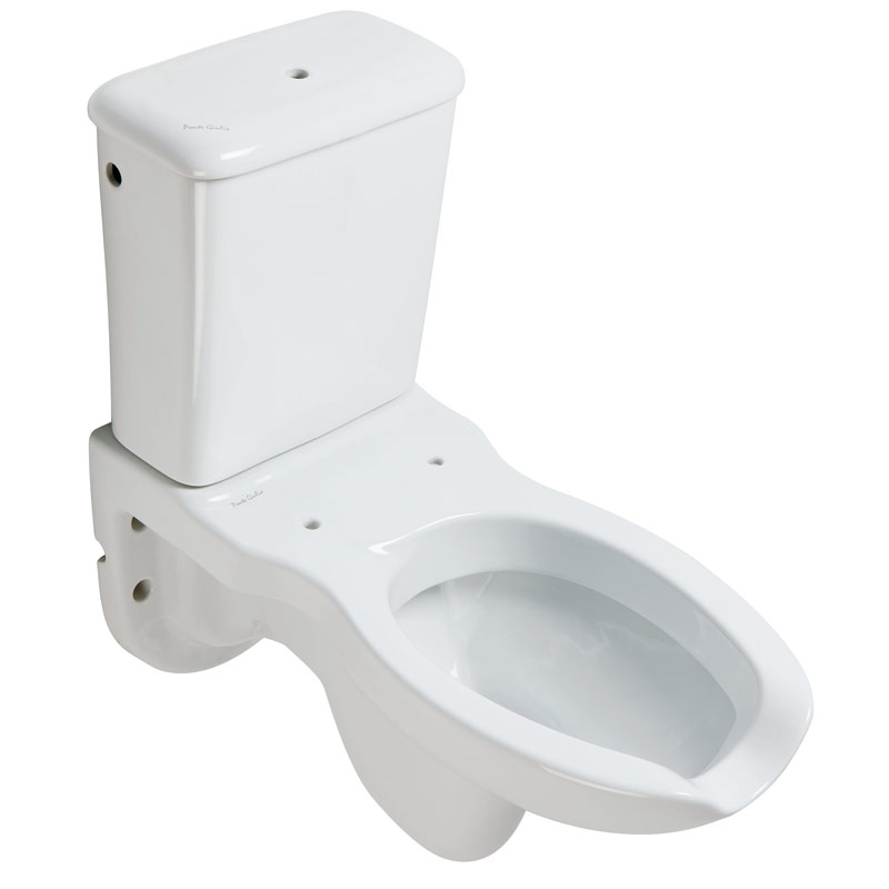 Wall-mounted monobloc toilet with front opening with flushing cistern