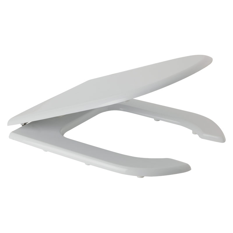 Toilet seat with cover with front opening in lacquered wood