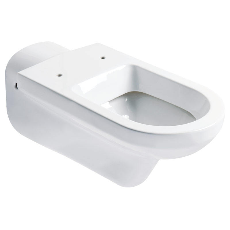 Toilet with elongated body, wall-hung