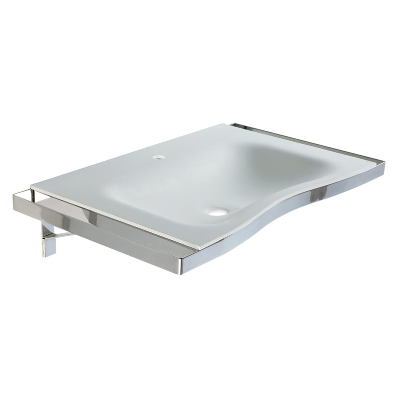 Designer ergonomic console with steel frame equipped with towel holders on the sides