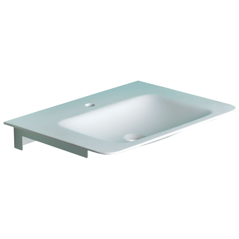 Mini console with rectangular basin, equipped with shelf
