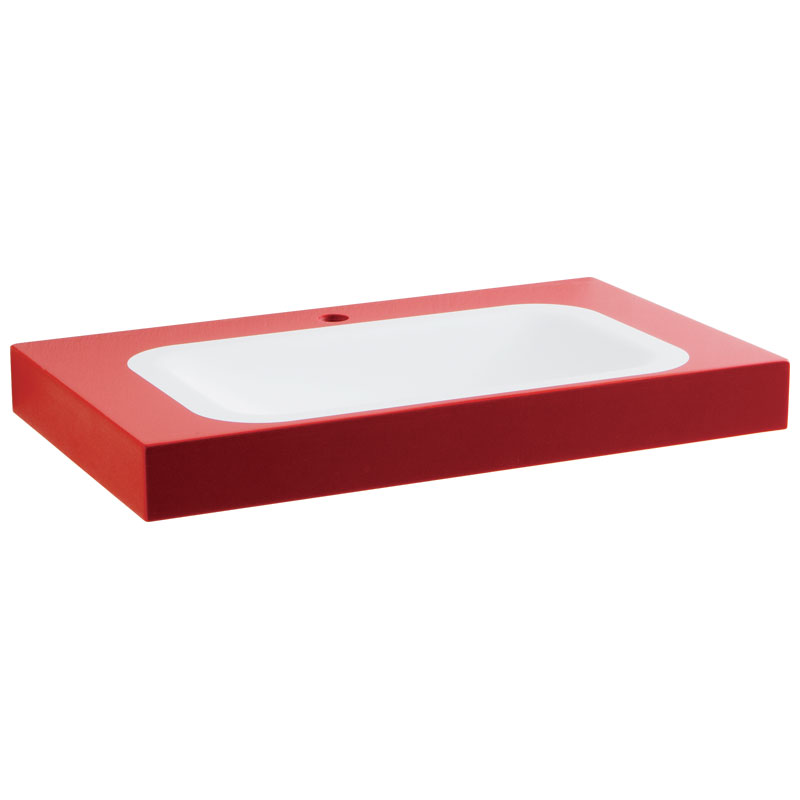 Console with rectangular shaped basin, equipped with brackets