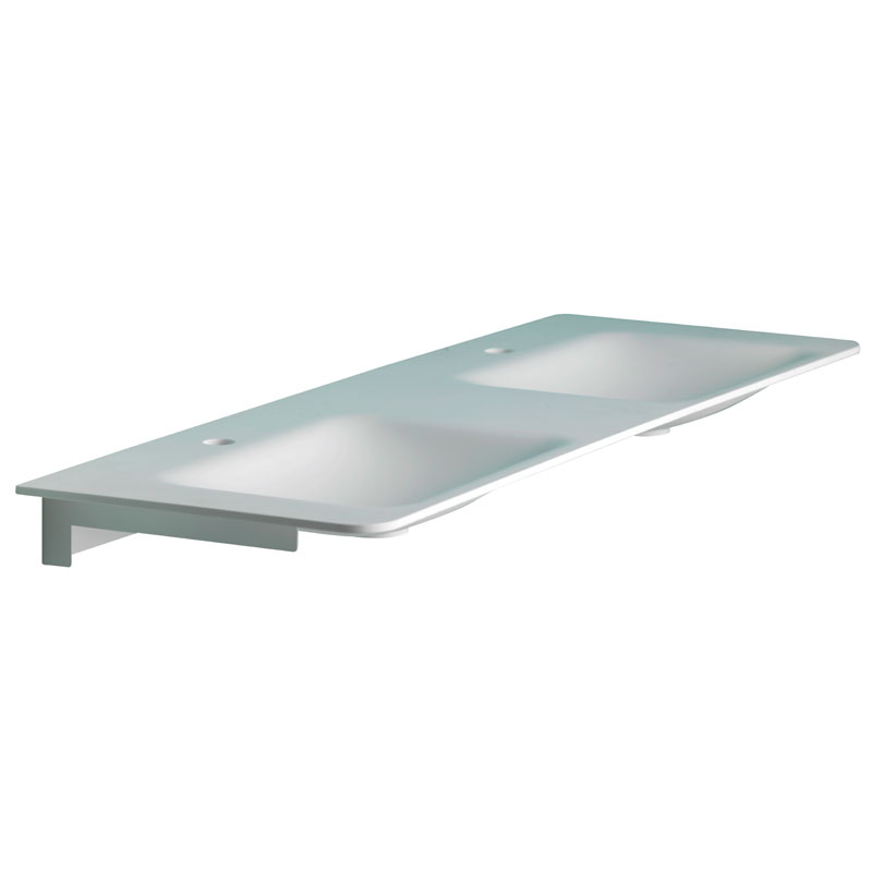 Mini console with double rectangular shaped basin equipped with brackets