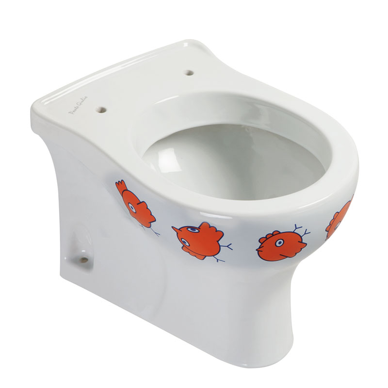 Toilet, kids’, with decorations. Integrated drain connector