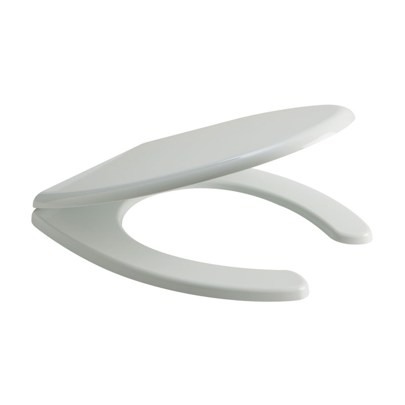 Toilet seat with cover in lacquered wood. With front opening