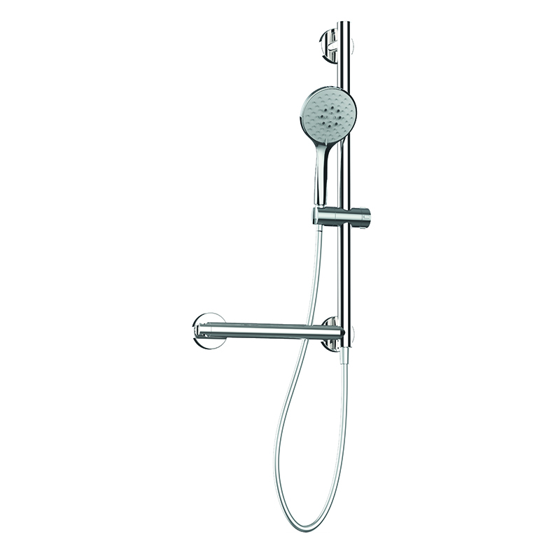 Safe shower set in stainless steel with side safety bar