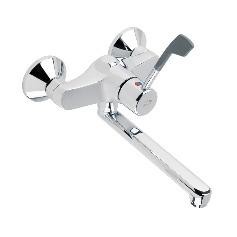 Single-control mixer, long medical lever, wall-mounted installation