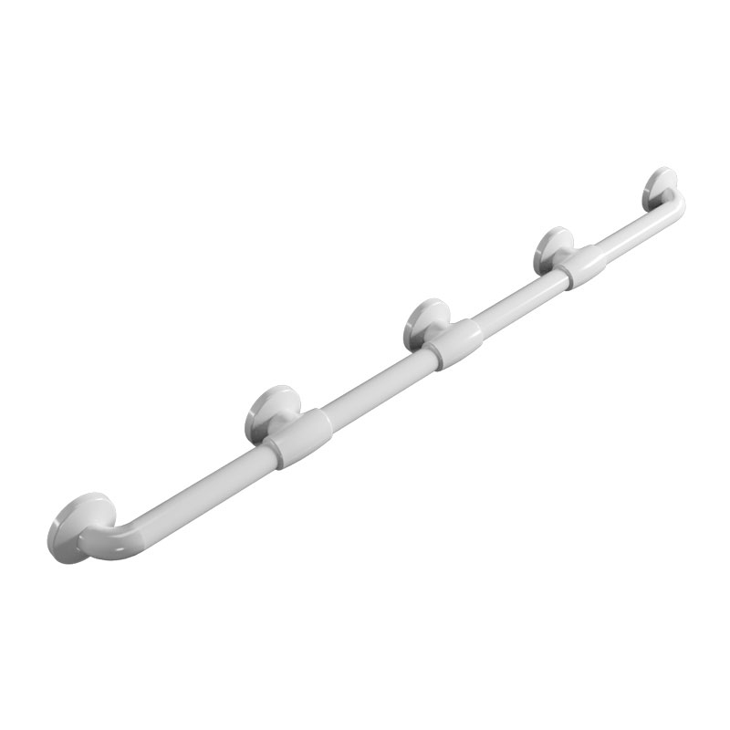 Straight bariatric grab bar with three extra reinforced flanges