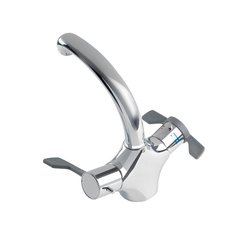 Thermostatic mixer for washbasin with ergonomic levers