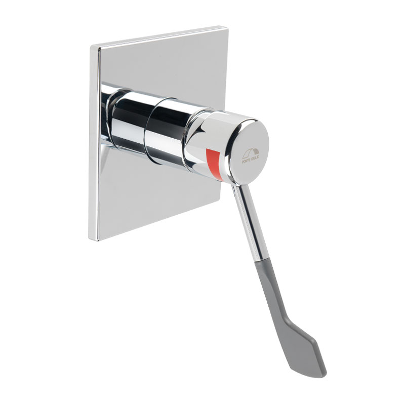 Built-in single-control mixer for shower with long medical lever