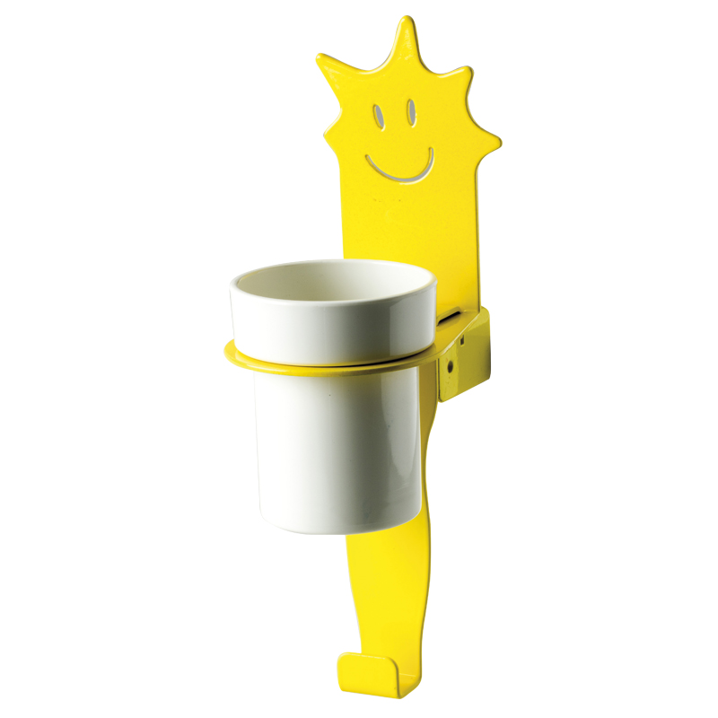 Cup-holder with cup and towel hook