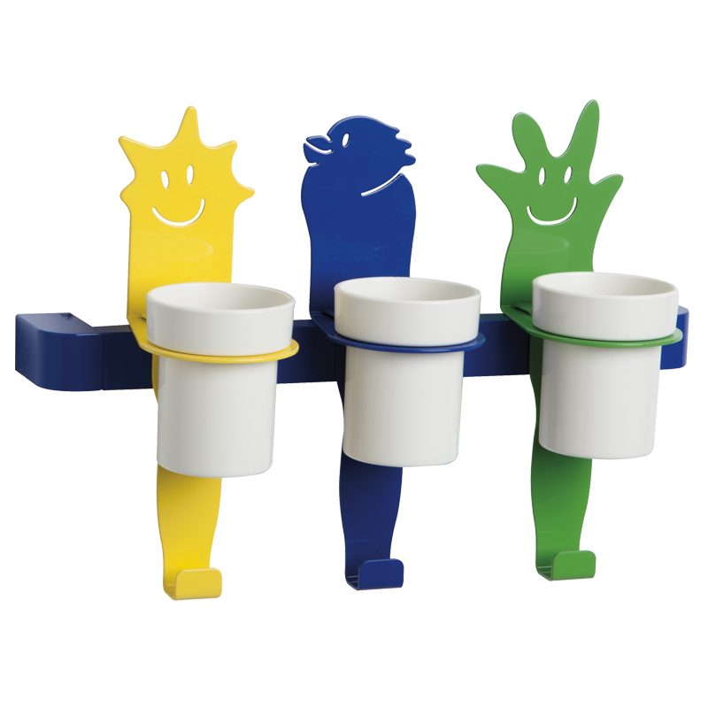 Bar with three glass holder characters and towel hook