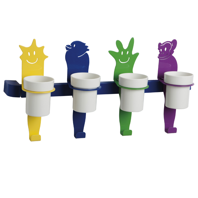 Bar with four glass holder characters and towel hook