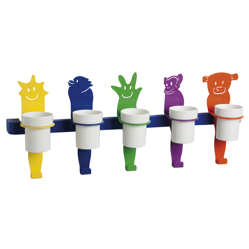 Bar with five cup holder characters and towel hook