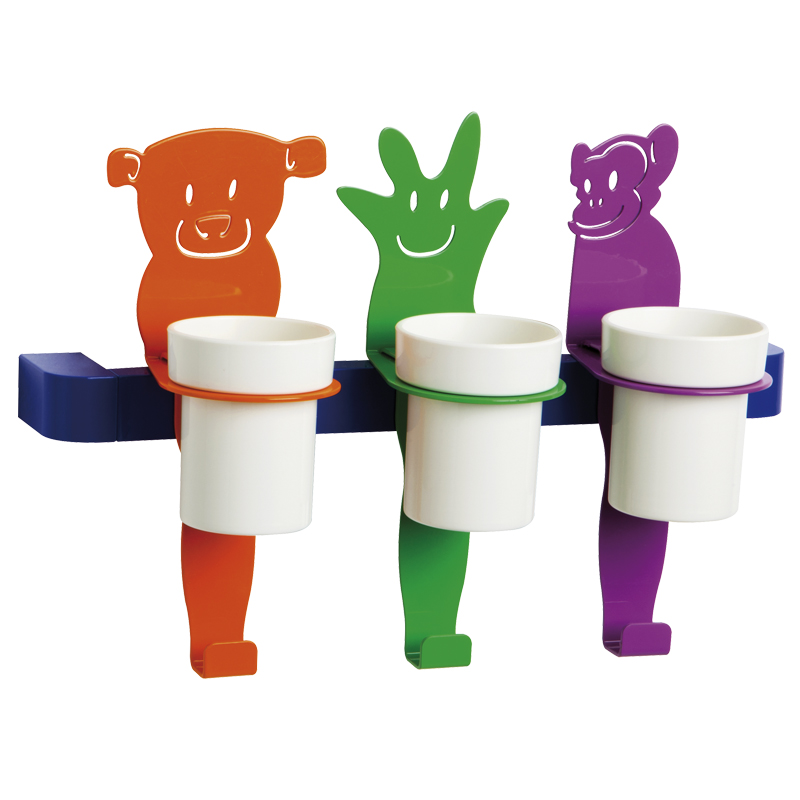 Bar with three cup holder characters and towel hook