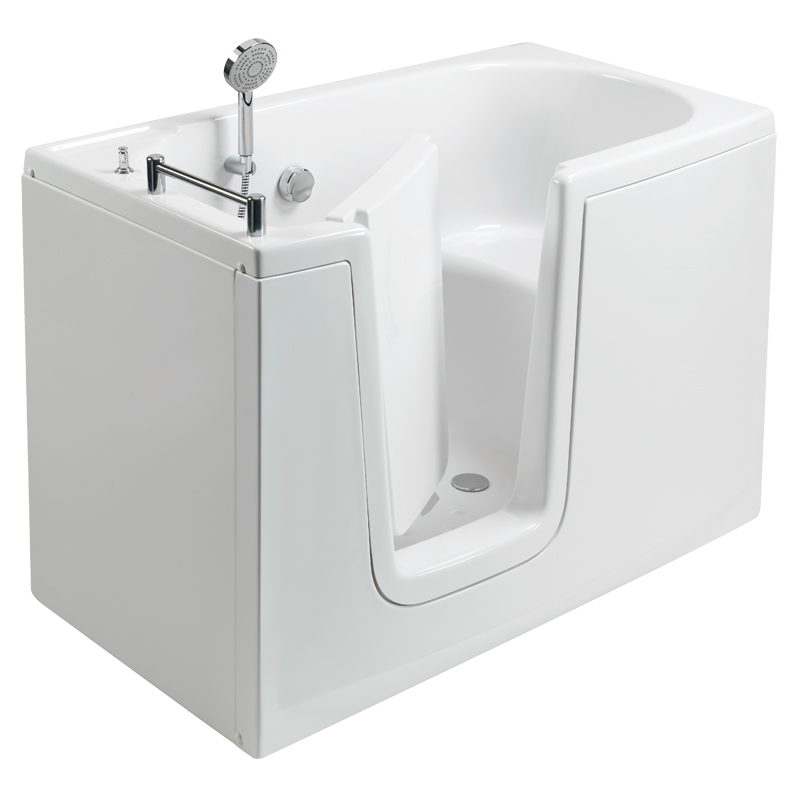 Bathtub with inward opening door