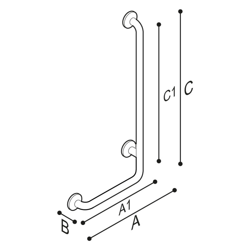 LShape Grab Bar, Stainless Steel